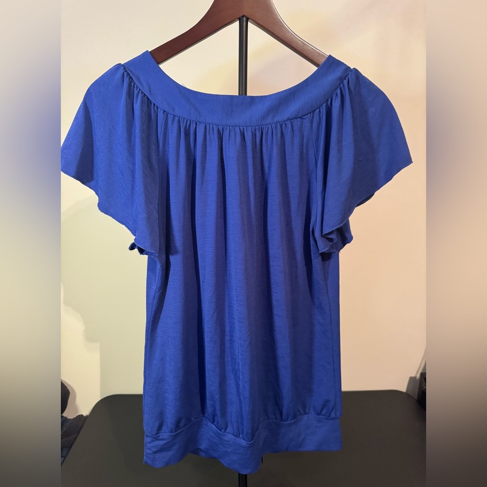 Wrapper Cobalt Blue Top with Black Detailing - Picture 2 of 7